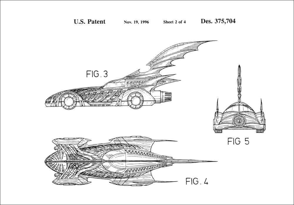 Patentni crtež - Batman - Batmobile 1996 II Plakat