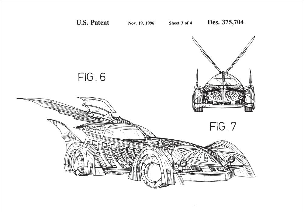 Patentni crtež - Batman - Batmobile 1996 III Plakat