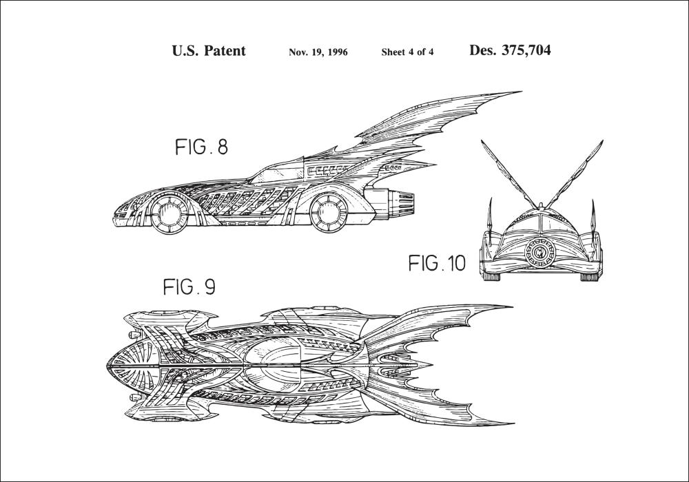 Patentni crtež - Batman - Batmobile 1996 IIII Plakat