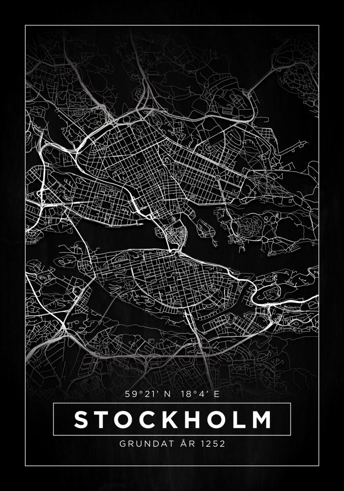 Karta - Stockholm - Crno Plakat