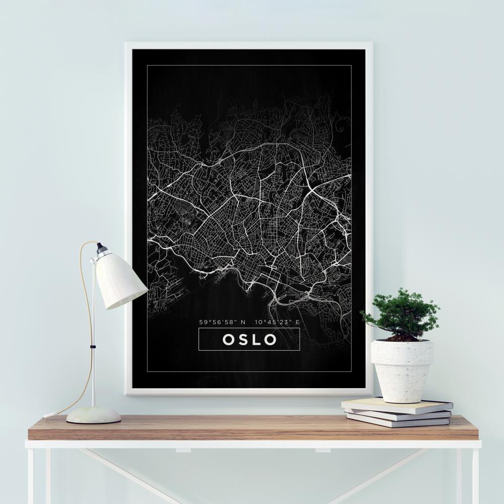 Karta - Oslo - Crno Plakat