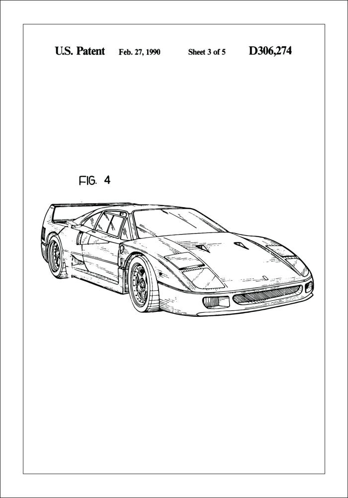 Patentni crtež - Ferrari F40 II Plakat